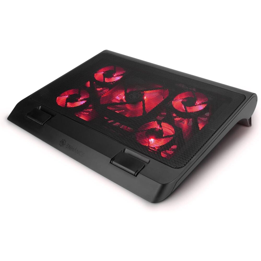 ENHANCE Gaming Laptop Cooling Pad -RED LED Cooler Fans Ultra Quiet, Adjustable